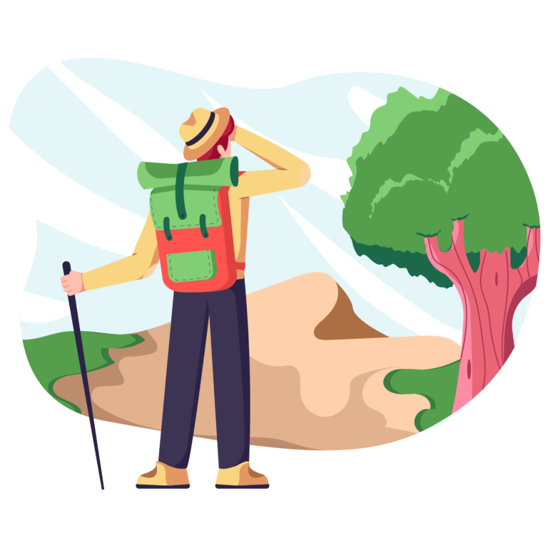 Senderista intentando caminar por un camino